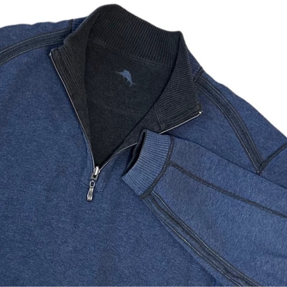 Tommy Bahama Other - Tommy Bahama Blue Charcoal‎ Flip Coast Half-Zip Reversible Sweater Sz XL